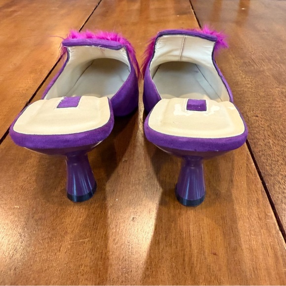 Bisou Bisou Havana - Purple Fuchsia Suede Feather Mules, Women's 8.5 - Picture 7 of 10
